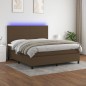 vidaXL Cama box spring colchón luces LED tela marrón oscuro 180x200cm vidaXL Cama box spring colchón luces LED tela marrón oscuro 180x200cm
