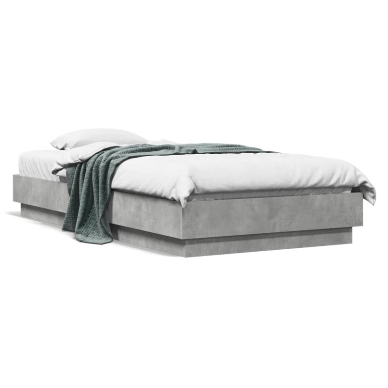 vidaXL Estructura de cama con luces LED gris hormigón 75x190 cm vidaXL Estructura de cama con luces LED gris hormigón 75x190 cm
