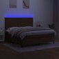vidaXL Cama box spring colchón luces LED tela marrón oscuro 180x200cm vidaXL Cama box spring colchón luces LED tela marrón oscuro 180x200cm