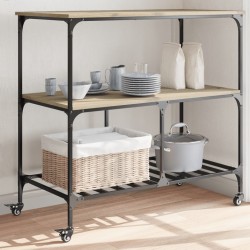 vidaXL Carrito de cocina madera ingeniería roble Sonoma 100x50x95 cm