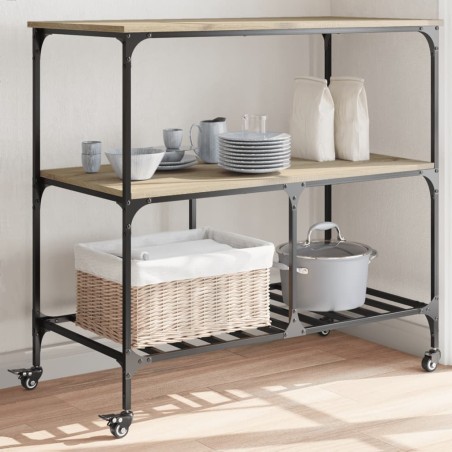 vidaXL Carrito de cocina madera ingeniería roble Sonoma 100x50x95 cm