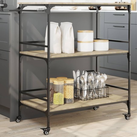 vidaXL Carrito de cocina madera ingeniería roble Sonoma 100,5x50x105cm