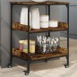 vidaXL Carrito de cocina madera ingeniería roble ahumado 60x41x80,5 cm vidaXL Carrito de cocina madera ingeniería roble ahumado 60x41x80,5 cm