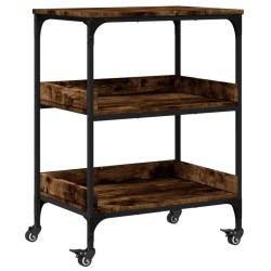vidaXL Carrito de cocina madera ingeniería roble ahumado 60x41x80,5 cm
