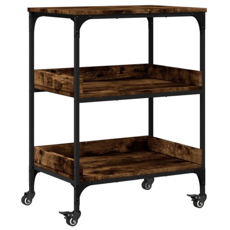 vidaXL Carrito de cocina madera ingeniería roble ahumado 60x41x80,5 cm