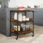 vidaXL Carrito de cocina madera ingeniería roble ahumado 60x41x80,5 cm vidaXL Carrito de cocina madera ingeniería roble ahumado 60x41x80,5 cm