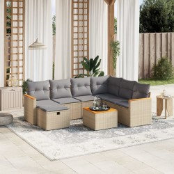 vidaXL Juego de sofás jardín con cojines beige mezcla 8 pzas ratán PE