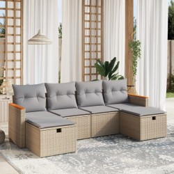 vidaXL Juego de sofás jardín con cojines beige mezcla 6 pzas ratán PE