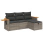 vidaXL Set de sofás de jardín 4 pzas y cojines ratán sintético gris vidaXL Set de sofás de jardín 4 pzas y cojines ratán sintético gris