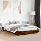 vidaXL Estructura de cama con luces LED roble ahumado 140x200 cm vidaXL Estructura de cama con luces LED roble ahumado 140x200 cm