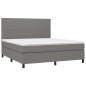 vidaXL Cama box spring colchón y luces LED tela gris oscuro 180x200 cm vidaXL Cama box spring colchón y luces LED tela gris oscuro 180x200 cm