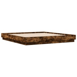 vidaXL Estructura de cama madera de ingeniería roble ahumado 200x200cm