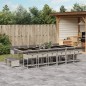 vidaXL Set comedor jardín y cojines 17 pzas ratán sintético gris claro vidaXL Set comedor jardín y cojines 17 pzas ratán sintético gris claro
