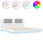 vidaXL Estructura de cama con cabecero y luces LED blanco 200x200 cm vidaXL Estructura de cama con cabecero y luces LED blanco 200x200 cm