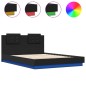 vidaXL Estructura de cama con cabecero y luces LED negro 150x200 cm vidaXL Estructura de cama con cabecero y luces LED negro 150x200 cm