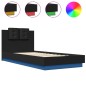 vidaXL Estructura de cama con cabecero y luces LED negro 100x200 cm vidaXL Estructura de cama con cabecero y luces LED negro 100x200 cm