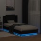 vidaXL Estructura de cama con cabecero y luces LED negro 100x200 cm vidaXL Estructura de cama con cabecero y luces LED negro 100x200 cm