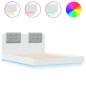 vidaXL Estructura de cama con cabecero y luces LED blanco 140x190 cm vidaXL Estructura de cama con cabecero y luces LED blanco 140x190 cm