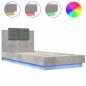 vidaXL Estructura de cama cabecero luces LED gris hormigón 100x200 cm vidaXL Estructura de cama cabecero luces LED gris hormigón 100x200 cm