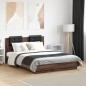 vidaXL Estructura de cama cabecero luces LED roble marrón 140x190 cm vidaXL Estructura de cama cabecero luces LED roble marrón 140x190 cm