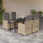 vidaXL Set comedor de jardín 5 pzas con cojines ratán sintético beige vidaXL Set comedor de jardín 5 pzas con cojines ratán sintético beige