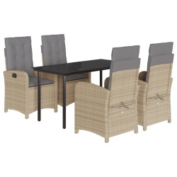vidaXL Set comedor de jardín 5 pzas con cojines ratán sintético beige
