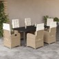vidaXL Set comedor de jardín 7 pzas con cojines ratán sintético beige