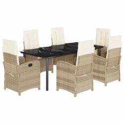 vidaXL Set comedor de jardín 7 pzas con cojines ratán sintético beige