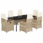 vidaXL Set comedor de jardín 7 pzas con cojines ratán sintético beige
