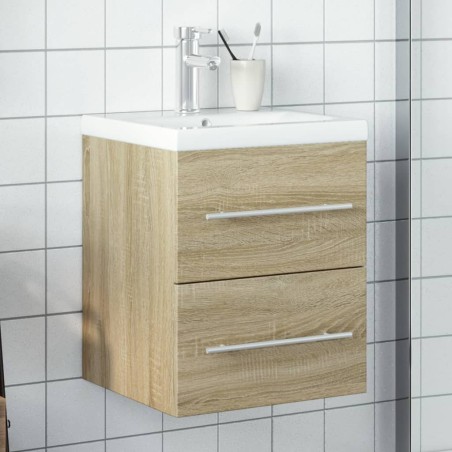 vidaXL Mueble de baño con lavabo integrado roble Sonoma