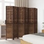 vidaXL Biombo separador de 6 paneles madera paulownia marrón oscuro vidaXL Biombo separador de 6 paneles madera paulownia marrón oscuro