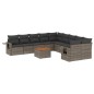 vidaXL Set de sofás de jardín 11 pzas y cojines ratán sintético gris vidaXL Set de sofás de jardín 11 pzas y cojines ratán sintético gris