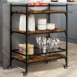 vidaXL Carrito de cocina madera ingeniería roble ahumado 65x40x86,5 cm