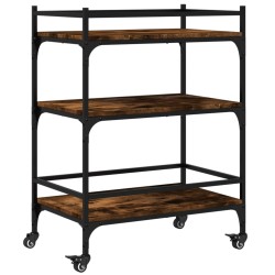 vidaXL Carrito de cocina madera ingeniería roble ahumado 65x40x86,5 cm