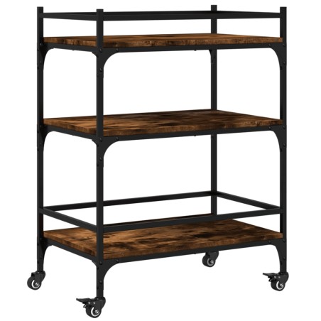 vidaXL Carrito de cocina madera ingeniería roble ahumado 65x40x86,5 cm