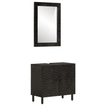 vidaXL Conjunto de armarios de baño 2 piezas madera maciza de mango