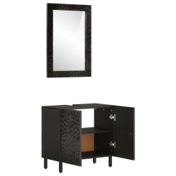 vidaXL Conjunto de armarios de baño 2 piezas madera maciza de mango