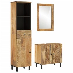 vidaXL Conjunto de armarios de baño 3 piezas madera maciza de mango