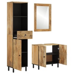 vidaXL Conjunto de armarios de baño 3 piezas madera maciza de mango