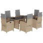 vidaXL Set comedor de jardín 7 pzas con cojines ratán sintético beige vidaXL Set comedor de jardín 7 pzas con cojines ratán sintético beige