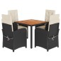 vidaXL Set de muebles jardín 5 pzas con cojines ratán sintético negro