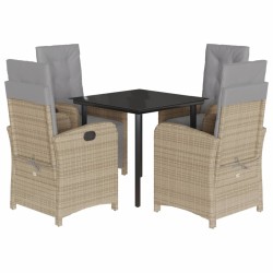 vidaXL Set comedor de jardín 5 pzas con cojines ratán sintético beige