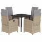 vidaXL Set comedor de jardín 5 pzas con cojines ratán sintético beige