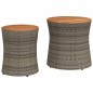 vidaXL Mesas auxiliares jardín 2 pzas superficie de madera ratán gris vidaXL Mesas auxiliares jardín 2 pzas superficie de madera ratán gris