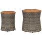 vidaXL Mesas auxiliares jardín 2 pzas superficie de madera ratán gris vidaXL Mesas auxiliares jardín 2 pzas superficie de madera ratán gris