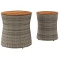 vidaXL Mesas auxiliares jardín 2 pzas superficie de madera ratán gris vidaXL Mesas auxiliares jardín 2 pzas superficie de madera ratán gris
