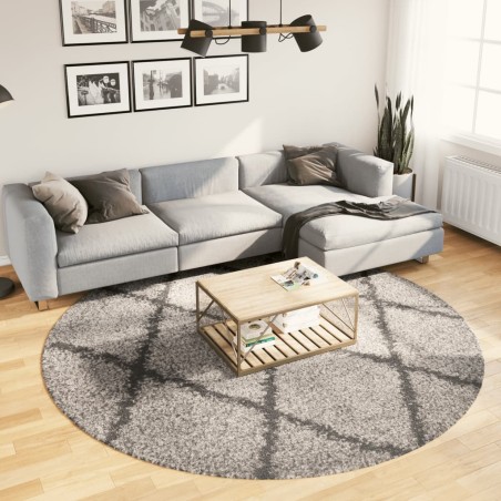 vidaXL Alfombra de pelo largo moderna beige y antracita Ø 240 cm