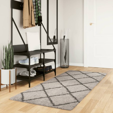 vidaXL Alfombra de pelo largo moderna beige y antracita 80x200 cm