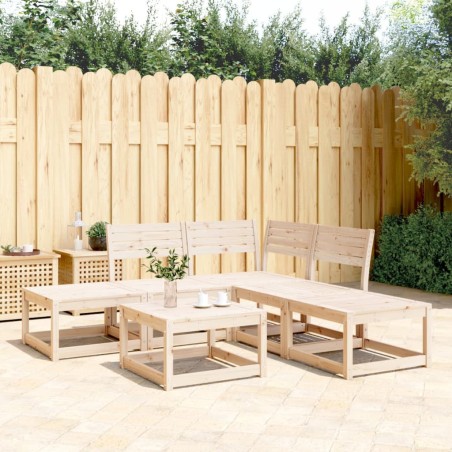 vidaXL Juego de sofás de jardín 5 piezas madera maciza de pino