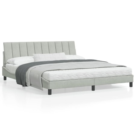 vidaXL Estructura de cama con cabecero terciopelo gris claro 180x200cm